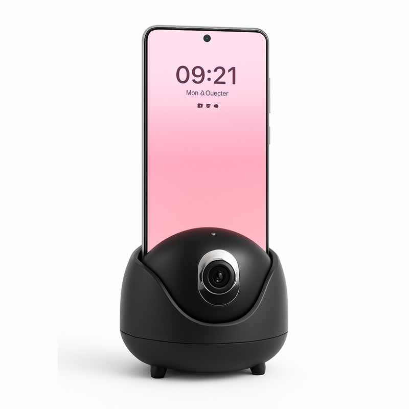 Smart Cam Auto Track phone holder 360° rotation.virajanebi3 پایه هوشمند دوربیندار مدل SmartCam AutoTrack یکی از جدیدترین ابزارهای هوشمند برای ضبط ویدیو، برقراری تماس تصویری، استریم زنده و عکاسی بدون نیاز به دست است. این دستگاه با طراحی مدرن، بدنهی مستحکم و قابلیت چرخش خودکار، به کاربر امکان میدهد همیشه در مرکز تصویر باقی بماند